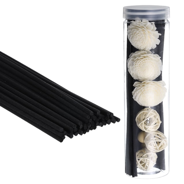 Unique Bargains 30CM/11.8' Reed Diffuser Sticks Set, 50 Pack Fiber Fragrance Refill Sticks with Decoration PET Bottle, Black