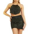 thumbnail image 3 of Dpytoraw Sequin Sparkly Skirt For Women Bodycon Stretchy High Waisted Mini Skirts Glitter Night Out Party Club Skirts Women’s Plaid Pleated School Skirt Black, 3 of 5