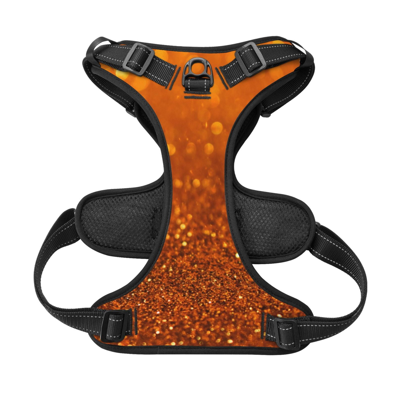Kdxio Golden Giltter Print No Pull Dog Harness Adjustable Reflective Oxford Easy Control Medium Large Dog Harness for Training and Everyday-Large