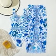 thumbnail image 2 of Stamzod Women's Swimwear 2 Piece Fashion Vintage Boho Print Bathing Suits with Swimdress Summer Beach Vacation Swimsuits for Women 2026 Blue W L, 2 of 9