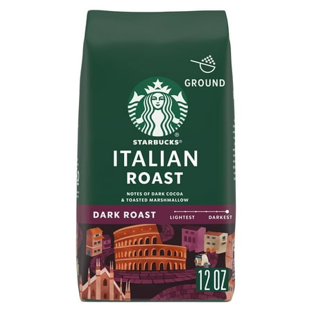 Starbucks Italian Roast, Ground Coffee, Dark Roast Hot or Iced Coffee, 12 oz