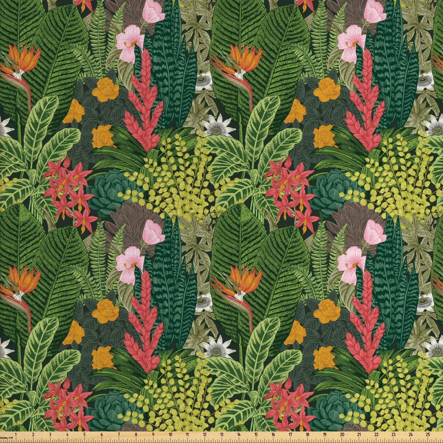 Leaves Fabric by The Yard, Vintage Pattern Classic Botanical Blossom ...