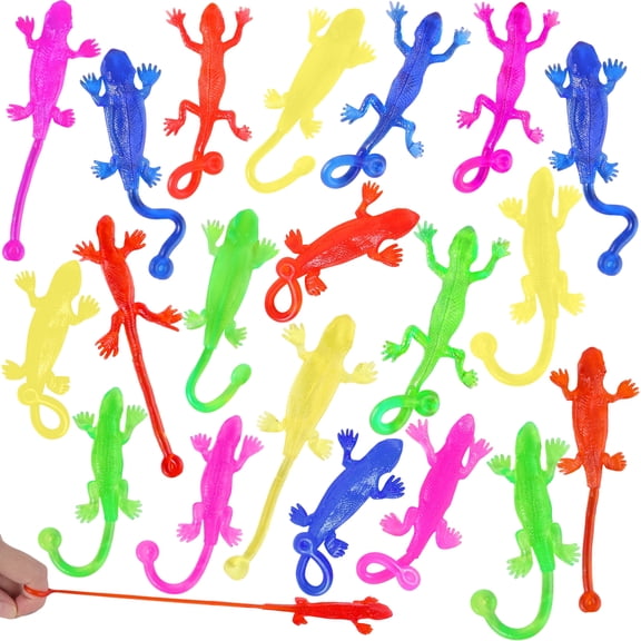 Joyfy 48 Pcs Sticky Lizards Party Favors 5.71" Stretchy Slappy Hands Climb Wall Animal Fidget Toys Bulk, Treasure Box Toys, Carnival Prizes