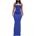 thumbnail image 2 of Nuoqisi Round Neck Sleeveless Solid Strap Tank Women's Long Slim Fit Dress - Fitted Maxi Dress with Minimalist Design, 2 of 7