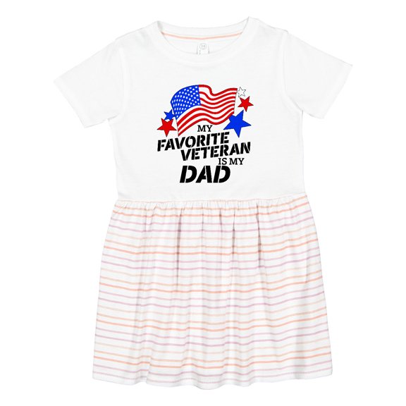 Inktastic My Favorite Veteran is My Dad Girls Toddler Dress