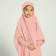 thumbnail image 6 of IBTOM CASTLE Kids Girls Long Sleeve Full Cover Hijab Kaftan Dubai Islamic Prayer Dress Abaya Muslim Hooded Robe Ramadan Clothing 8-9 Years Pink, 6 of 8