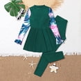 thumbnail image 4 of iiniim Gig Girls Athletic UPF 50+ Swimwear Long Sleeve Rash Guard Swimsuit for Surfing Diving 7-14 Green 11-12, 4 of 7