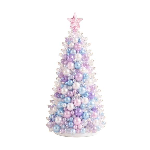 Dreamy Beaded Christmas Tree DIY Kit, Colorful Pearl Beaded Tree, Mini Tabletop Xmas Decor for Holiday Home Ornament
