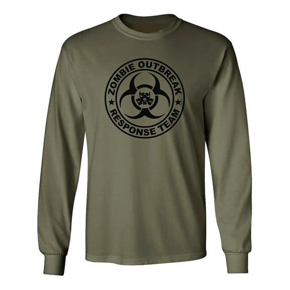 Zombie Outbreak Response Team Long Sleeve T-Shirt in Military Green