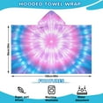 thumbnail image 2 of Colorful Tie Dye Mandala Pattern Hooded Bath Towel，60"x35" for Ages 3 To 12 Kids, Quick Dry Lightweight Soft Microfiber Hood Beach Towel Cover Up for Kids, 2 of 7