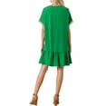 thumbnail image 3 of INSPIRE CHIC Women's Casual V-Neck Splicing Lace Short Sleeve Tied Waist Dress Summer M Green, 3 of 6