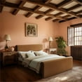 thumbnail image 4 of Maklaine Rich Soft Saddle Velvet Curved Headboard and Footboard Queen Bed, 4 of 8