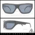 thumbnail image 4 of 80s Narrow Rectangle Sport Monoblock Shield Plastic Sunglasses Black - Yellow, 4 of 8