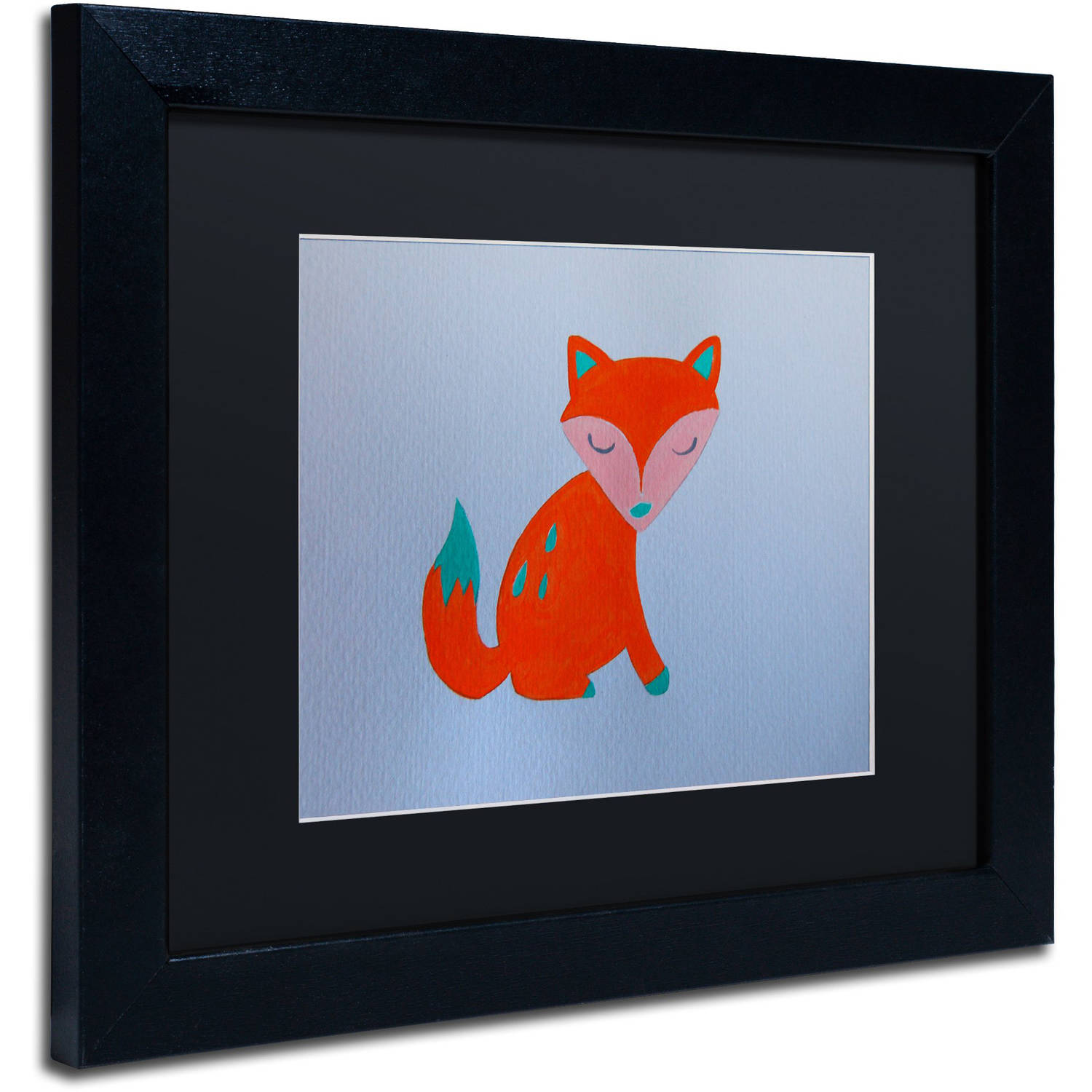 Trademark Fine Art "Orange Fox" Canvas Art by Nicole Dietz Black Matte, Black Frame