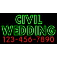 thumbnail image 1 of Double Stroke Civil Wedding With Number LED Neon Sign 13" Tall x 24" Wide - inches, Black Square Cut Acrylic Backing, with Dimmer - Premium built indoor Sign for Civil Wedding Décor., 1 of 7