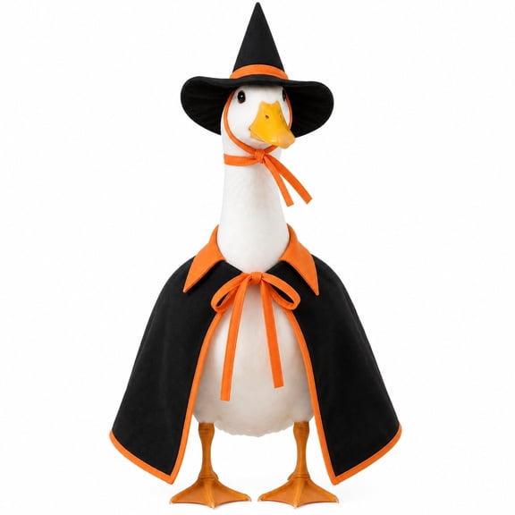 23 Inch Halloween Themed Porch Lawn Goose Costume Outfit, Seasonal Holiday Goose Dress Up Accessory Set, Yard Goose Decor Clothing