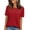 Red, variant on Women's Tops Casual Scoop Neck Short Sleeve Waffle Knit Hollow Out Shirts Loose Tunic Tops Blouses