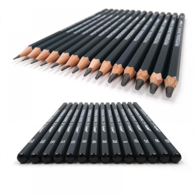 HLONK 14 Art Sketch Wooden Pencil Charcoal Artist Pencils For Drawing Sketching Shading Draw Tones Shades US