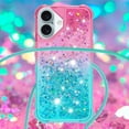 thumbnail image 4 of Funda para iPhone 16 Brillantina Líquida Divertida Reluciente y con Cristales en Movimiento Cuerpo Cruzado con Cordón Ajustable, 4 of 5