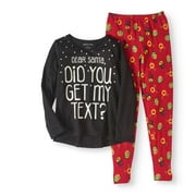 Angle View: Girls' Holiday Emoji 2-Piece Leggings Pajama Set