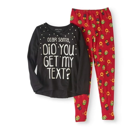 Girls' Holiday Emoji 2-Piece Leggings Pajama Set
