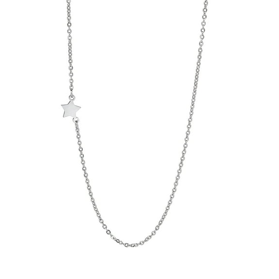 EUEAVAN Slant One Star Pendant Necklace Stainless Steel Jewelry Silver