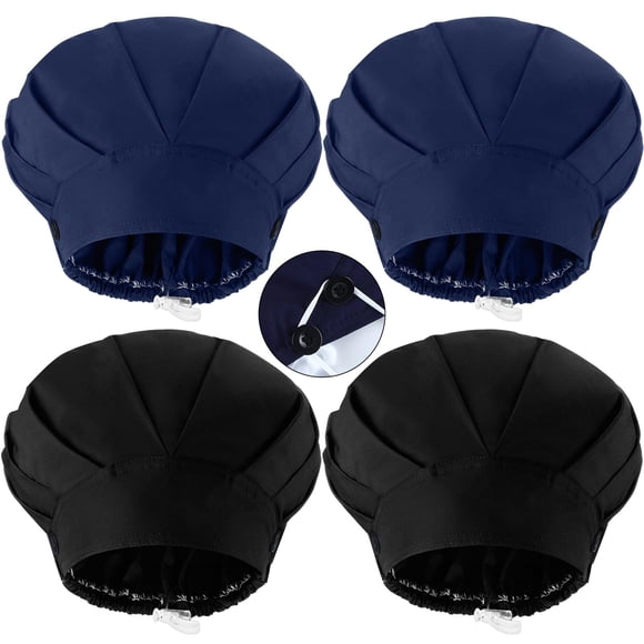 Gorros de enfermera Bunnycool ajustables de algodón con forma de pliegues, paquete de 4