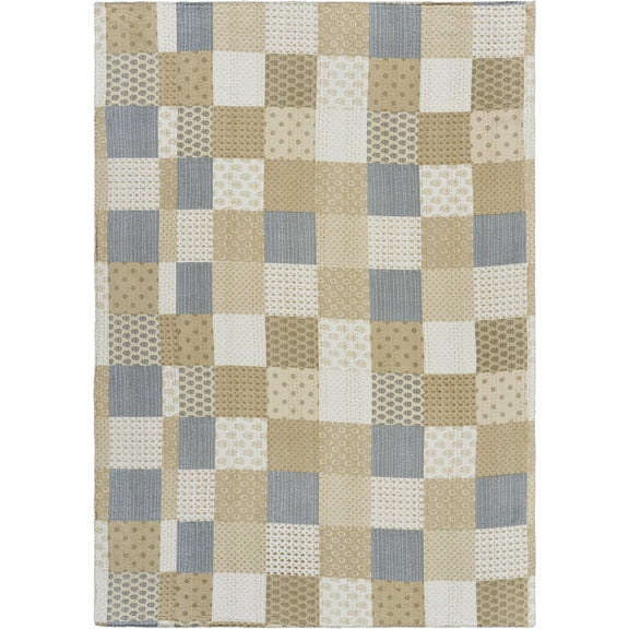 LR Home Beige Patchwork Quilt Cotton Throw Blanket, 50" x 70"