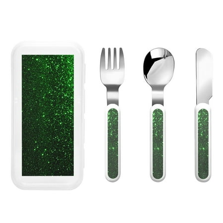

Lukts Green Sparkling for Children s Knife Fork and Spoon Three-Piece Set Stainless Steel Children and Toddler Safety Cutlery with Outer Box