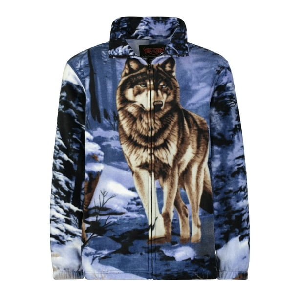 Wildkind Men's Women's Sweater Jacket Full Zip Fleece Wolf Wildlife