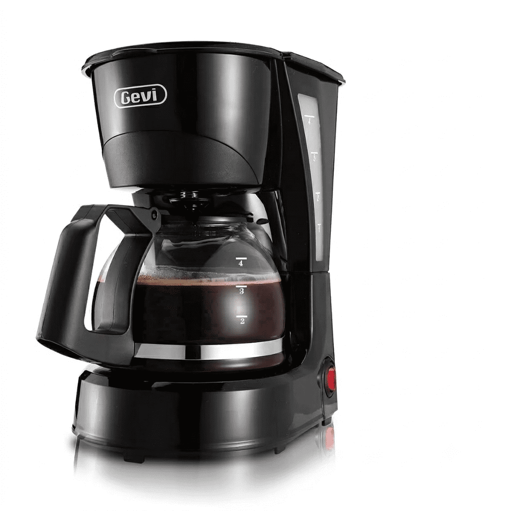 Gevi 4-Cup Compact Drip Coffee Maker with Reusable Filter & Warming Plate, Black