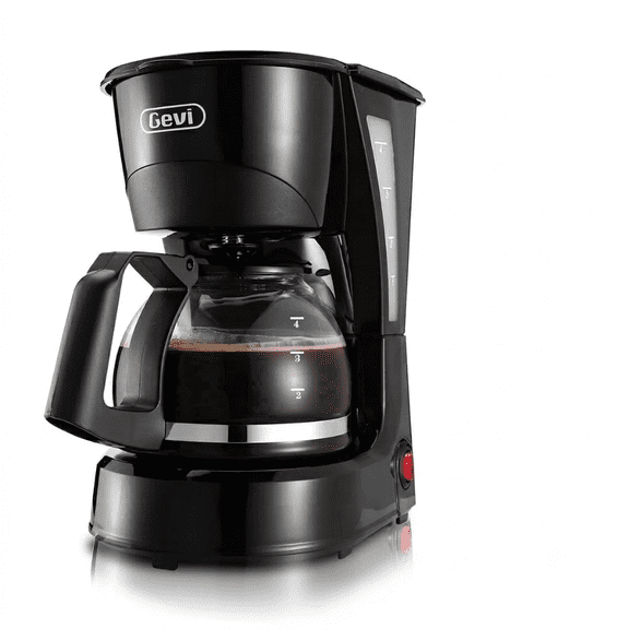 Gevi 4-Cup Compact Drip Coffee Maker with Reusable Filter & Warming Plate, Black