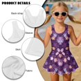thumbnail image 6 of Xixirimido Cherry Blossom Purple Print Girls One-piece Swimsuits Sleeveless Swimwear with Skirt & Built-in Shorts Hawaiian Beach Vacation Modest Bathing Suit, 12-13 Years, 6 of 7