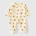 thumbnail image 2 of JUMEYU Long Sleeve Rompers Girl Newborn Newborn Baby Girl Fall Winter Clothes Footies Romper with Headband Newborn Hospital Coming Home Outfit 0 3 6 9 12 18 Months (Yellow,3-6 Months), 2 of 6