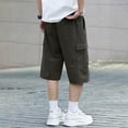 thumbnail image 3 of Mgmyaa Men's Cargo Shorts Drawstring Elastic Waist Solid Plus Size Over the knee Shorts Loose Casual Pants, 3 of 8