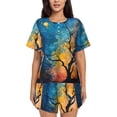 thumbnail image 1 of Fotbe Abstract Night Sky Tree Conjunto de Pijama Estampado para Mujer, 2 Piezas, Ropa de Dormir con Camiseta de Manga Corta y Shorts Suaves-Large, 1 of 6