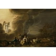 thumbnail image 2 of Cornelis Saftleven 18x14 Gold Ornate Wood Frame and Double Matted Museum Art Print Titled - The Annunciation to the Shepherd (1630 - 1650), 2 of 4