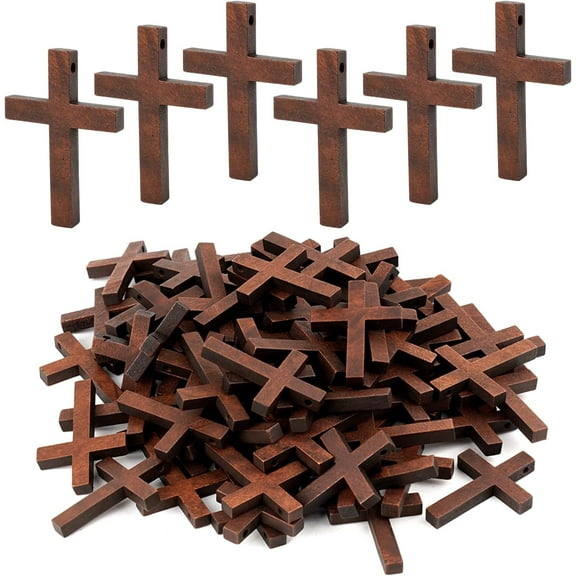 Unfinished Wood Cutout - 70 Pack Cross Shaped Wood Pieces for Wooden Craft DIY Projects, Sunday School, Church, Home Decoration, 1.73 x 1.1inches