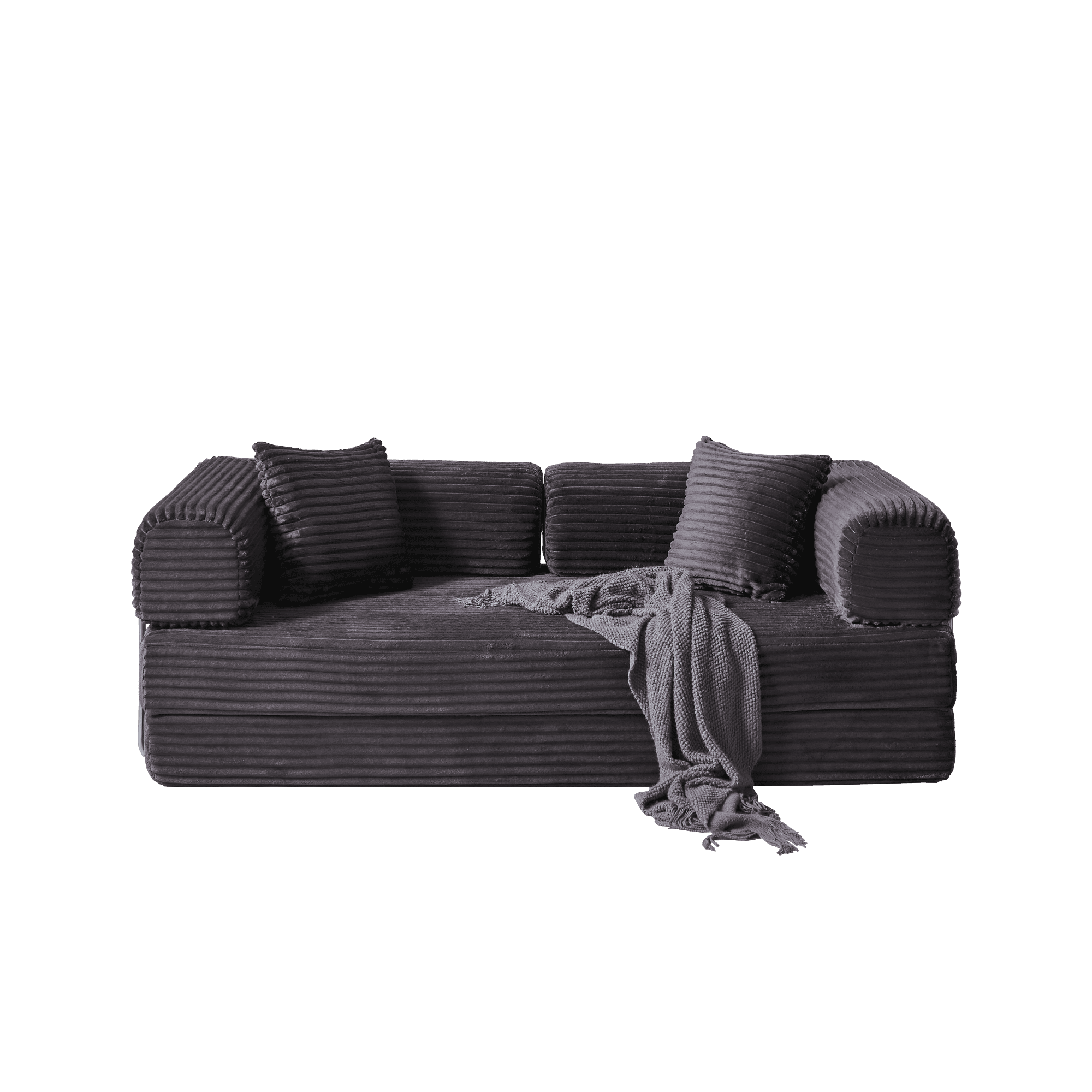 BSHTI 4-in-1 Modular Convertible Sofa Bed – No Assembly Required, Vacuum Compressed, High-Density Foam, Corduroy Fabric, Foldable Floor Couch, Space Saver, for Apartment Dorm Office