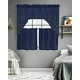 thumbnail image 5 of Navy Blue, Kitchen Curtains Swag Valance and Tier Curtains Set 36 Inch Length, Abstract Minimalistic Geometric Stripes Rod Pocket Drape Panels Pair Swag Curtains for Bathroom/Cafe/Window, 5 of 6