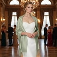 thumbnail image 2 of Pashmina Shawls Scarf for Women Large Silky Wraps for Evening Dress Bridesmaid Wedding Winter SageGreen, 2 of 7