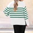 thumbnail image 4 of Suéteres de Punto A Rayas de Gran Tamaño para Mujer, Ropa de Otoño 2025, Suéter de Cuello Redondo de Invierno con Abertura Lateral Verde M, 4 of 6