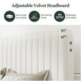 thumbnail image 3 of Amolife Full Size Upholstered Platform Bed Frame with Adjustable Velvet Headboard, Off-White, 3 of 8