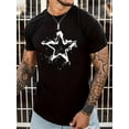thumbnail image 1 of Camiseta con estampado de estrellas para hombre: cuello redondo suave, mangas cortas ligeras, ultracómoda y transpirable. Ideal para el verano,, 1 of 6