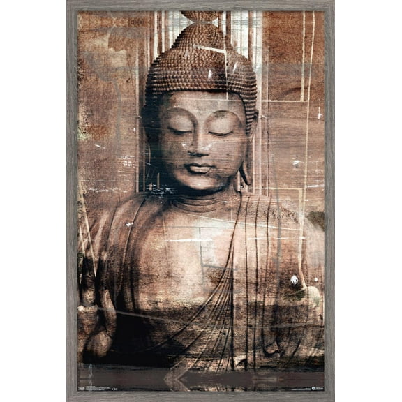 Thai Buddha Wall Poster, 22.375" x 34", Framed