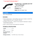thumbnail image 2 of Fuel Filler Hose - Compatible with 1987 - 1990 Jeep Wrangler 1988 1989, 2 of 2