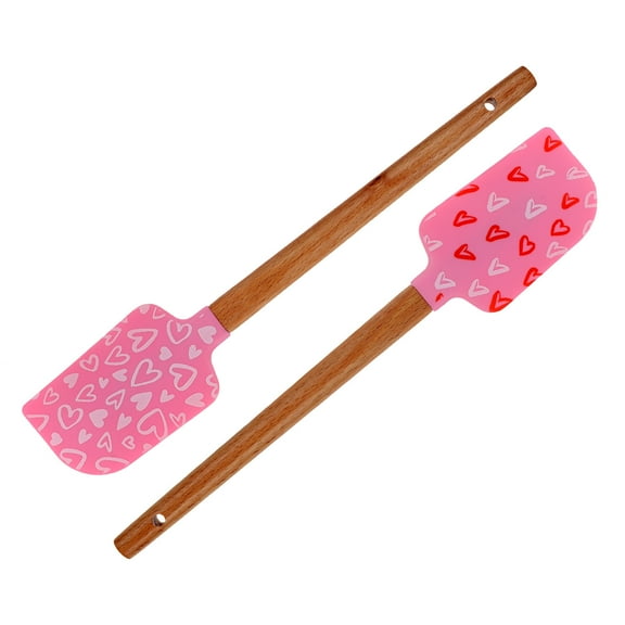 GAXIRE Silicone Kitchen Spatulas Light Pink Cake Scraping Home Users 2Pcs 8.92X1.81X0.39in
