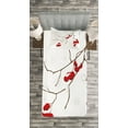 thumbnail image 3 of Ambesonne Rowan Quilted Bedspread Set 2 Pcs, Plant with Snow, Twin Size, Red White Umber, 3 of 3