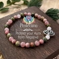 thumbnail image 3 of Bohemian Style Natural Stone Bracelet 6mm Rose Quartz Rhodonite, 3 of 7