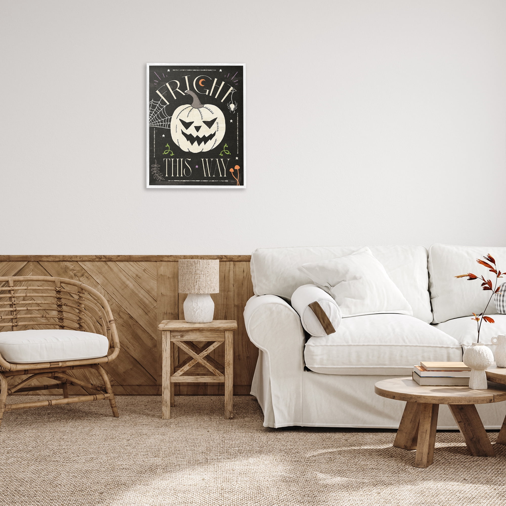 Stupell Industries Fright This Way Phrase Holiday Painting White Framed Art Print Wall Art, 24 x 30